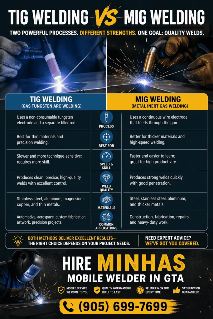 infographic image showing difference between TIG and MIG welding