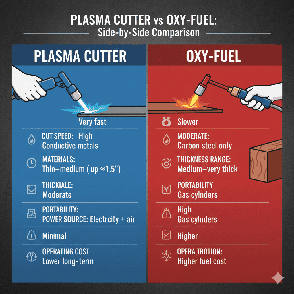 plasma cutter vs oxy-fuel comparision infographic